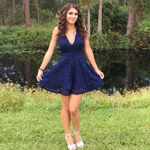 Formal dress navy blue short